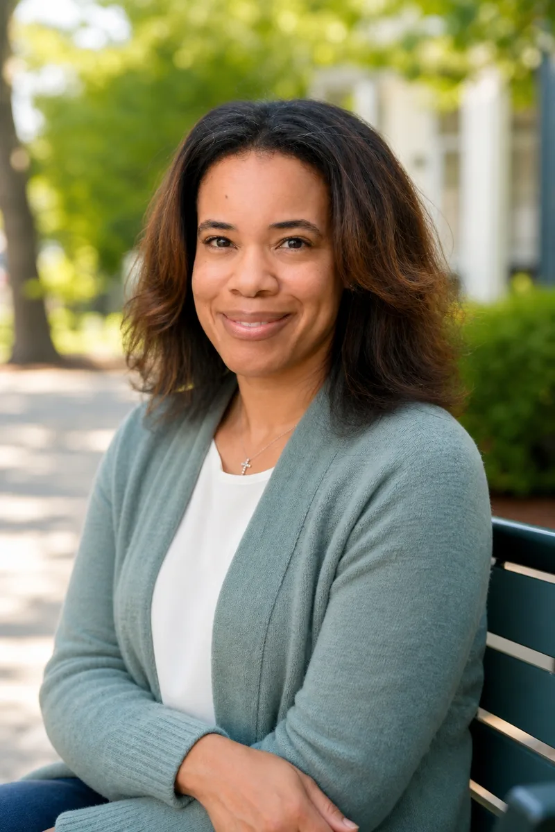 Felicia Caulk outdoors in the Loudoun County community