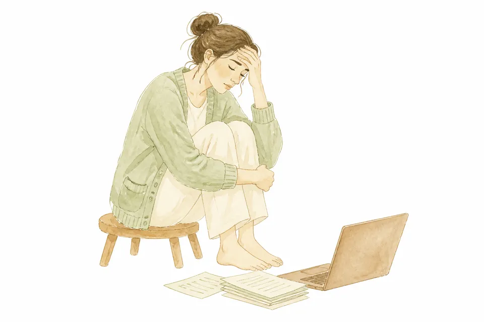 Watercolor illustration of a person feeling overwhelmed